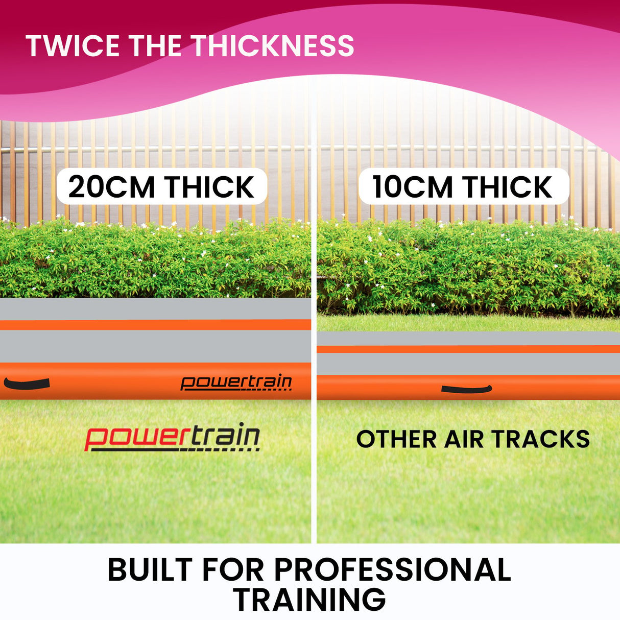 Powertrain 5m x 1m Air Track Inflatable Gymnastics Mat - Orange Grey