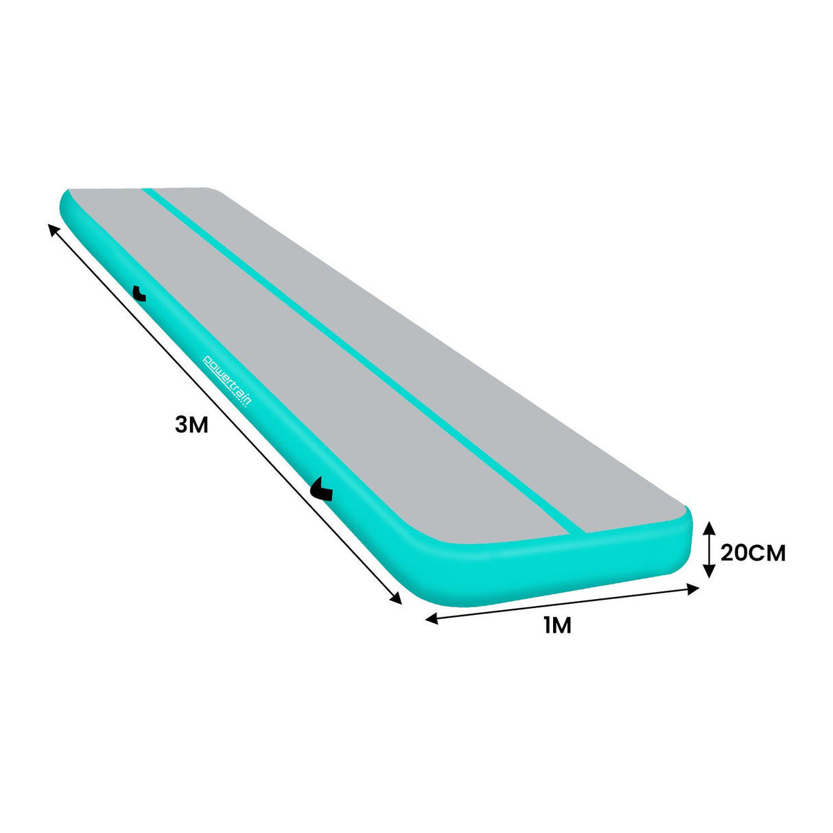 Powertrain 3m x 1m Air Track Inflatable Gymnastics Mat - Green