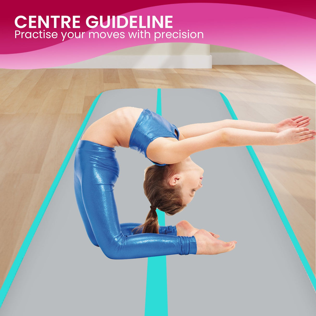 Powertrain 3m x 1m Air Track Inflatable Gymnastics Mat - Green