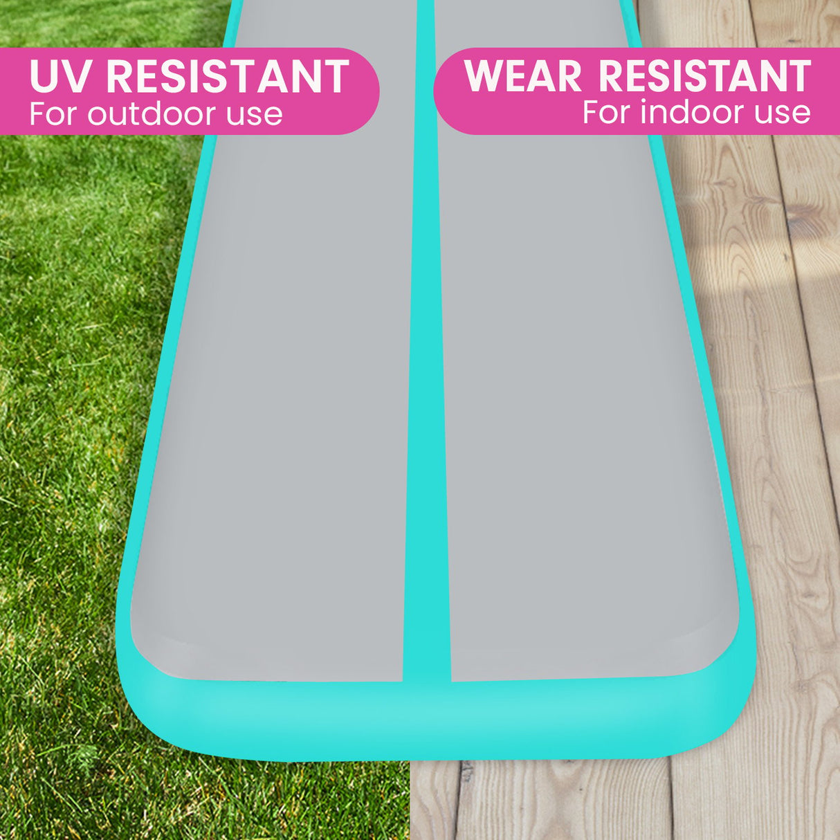 Powertrain 4m x 1m Air Track Inflatable Gymnastics Mat - Green