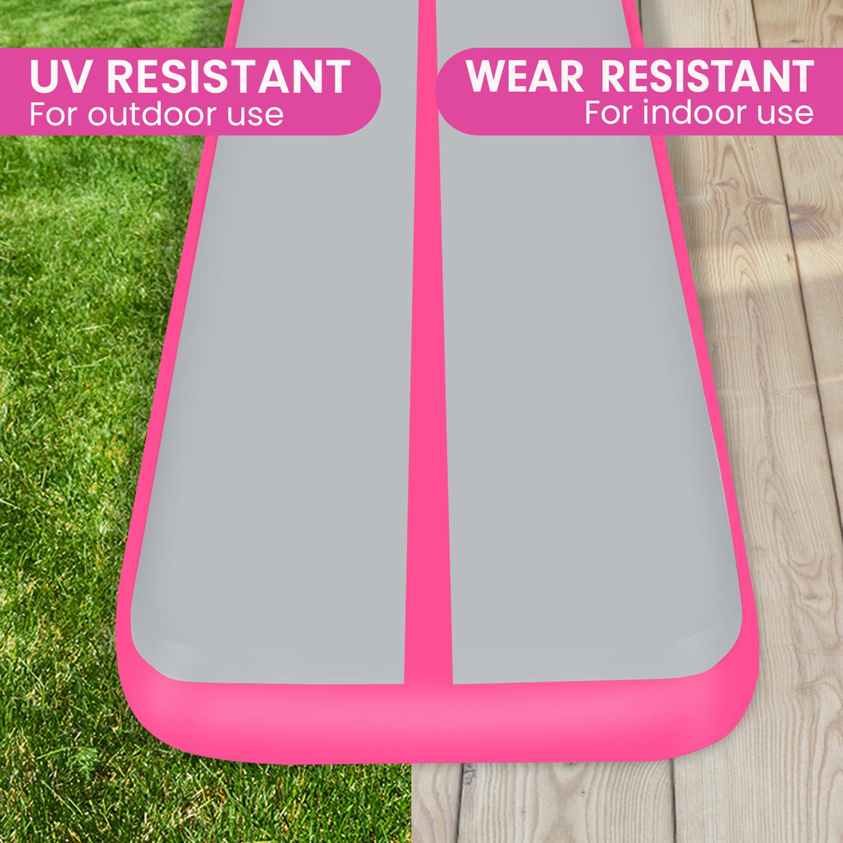 Powertrain 4m x 1m Air Track Inflatable Gymnastics Mat - Pink
