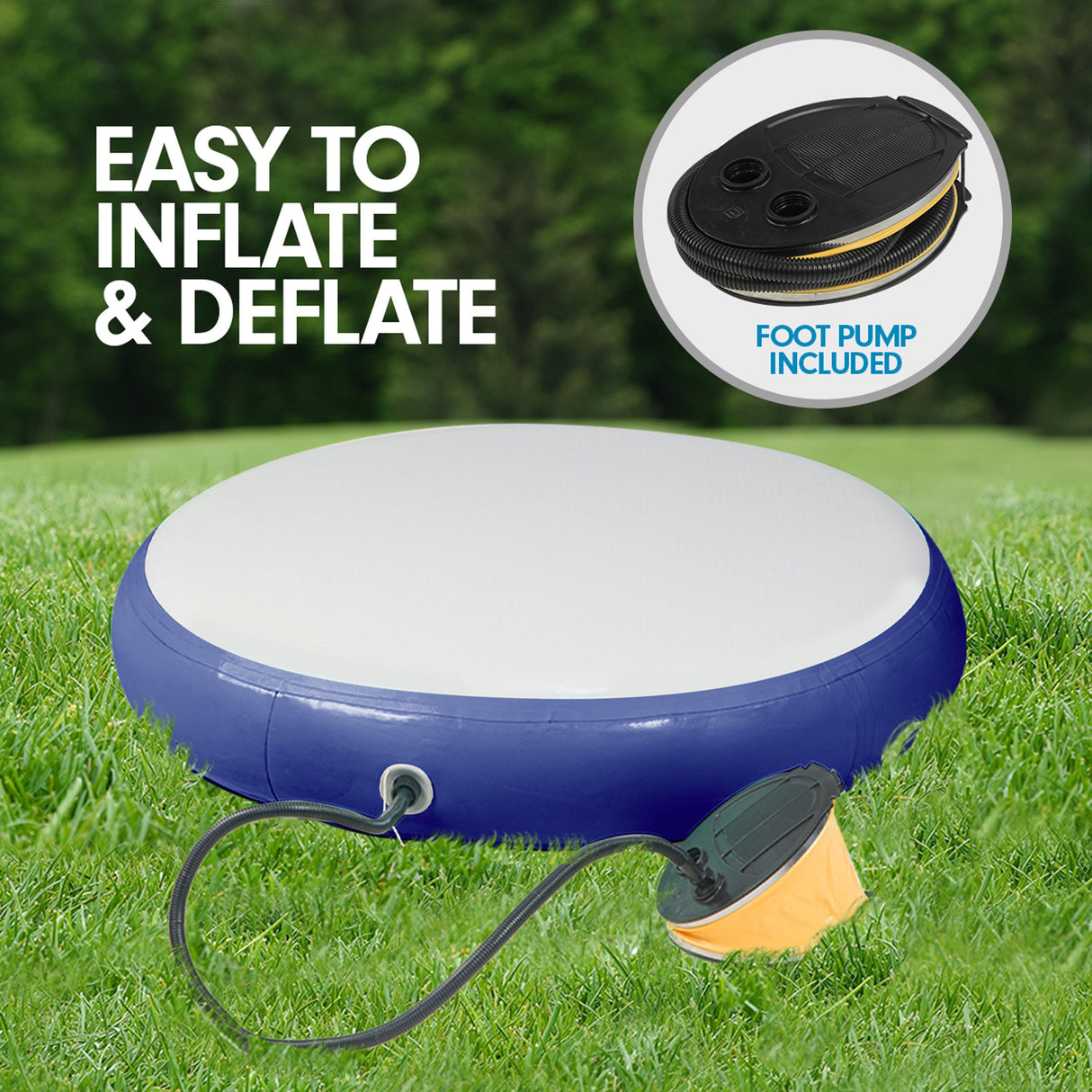 Powertrain 1m Air Track Spot Round Inflatable Tumbling Mat - Dark Blue