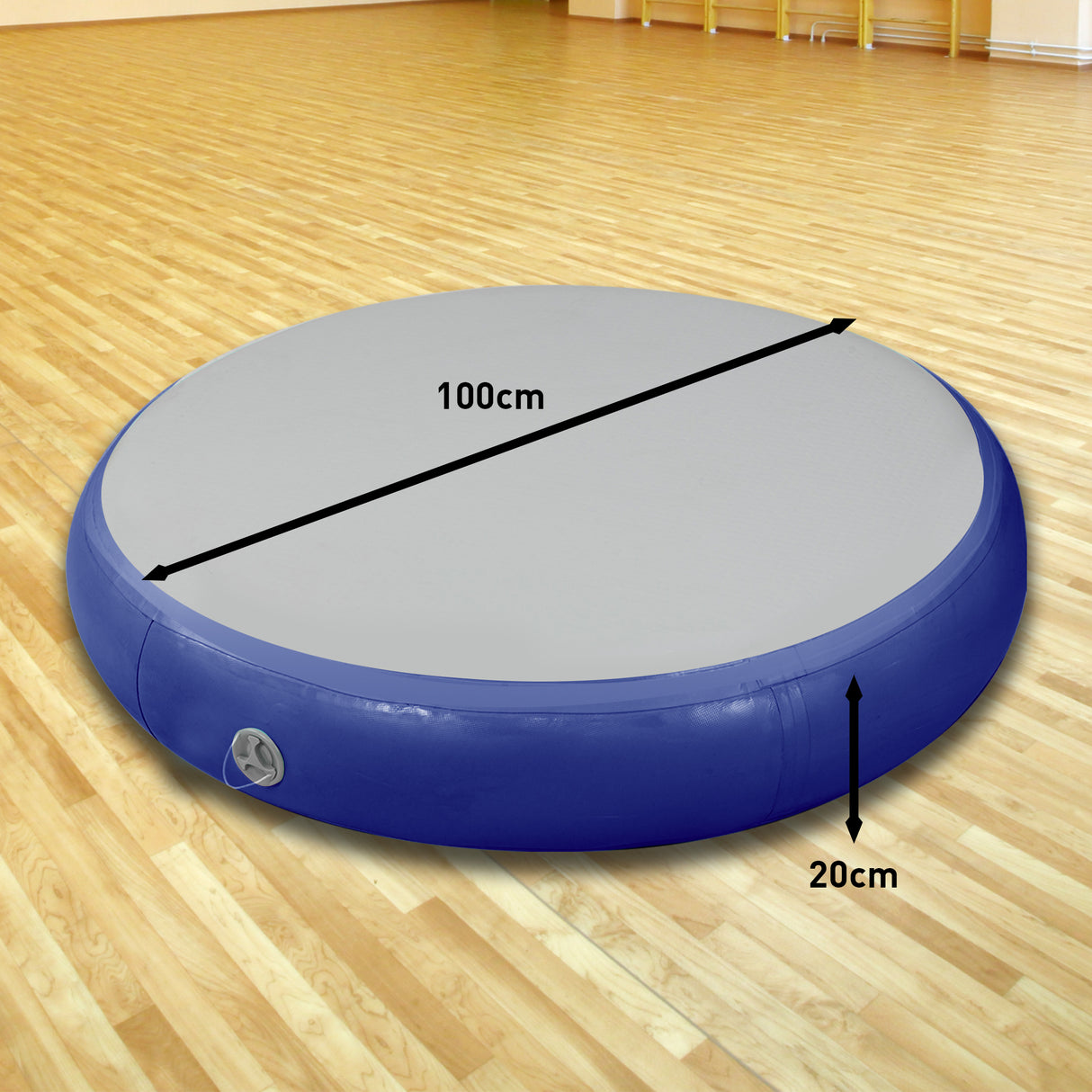 Powertrain 1m Air Track Spot Round Inflatable Tumbling Mat - Dark Blue