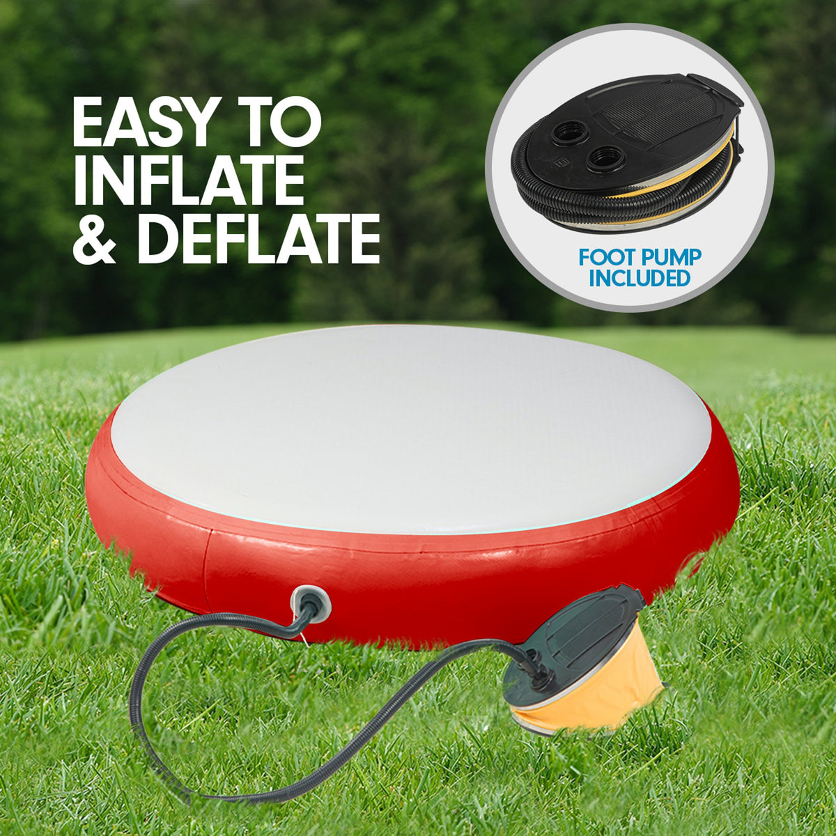 Powertrain 1m Air Track Spot Round Inflatable Tumbling Mat - Red