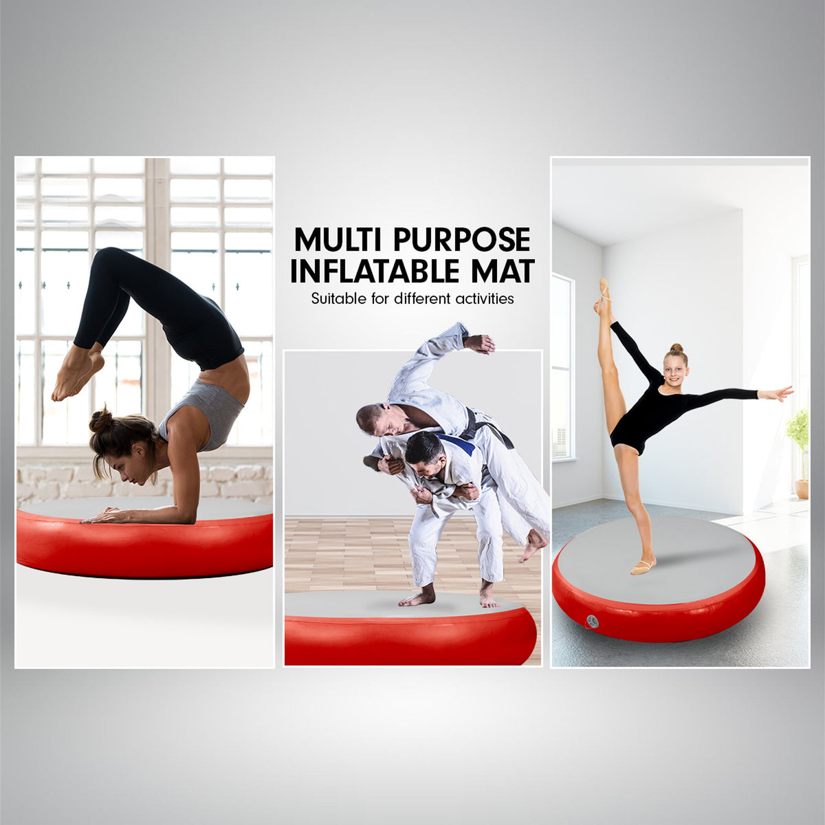 Powertrain 1m Air Track Spot Round Inflatable Tumbling Mat - Red