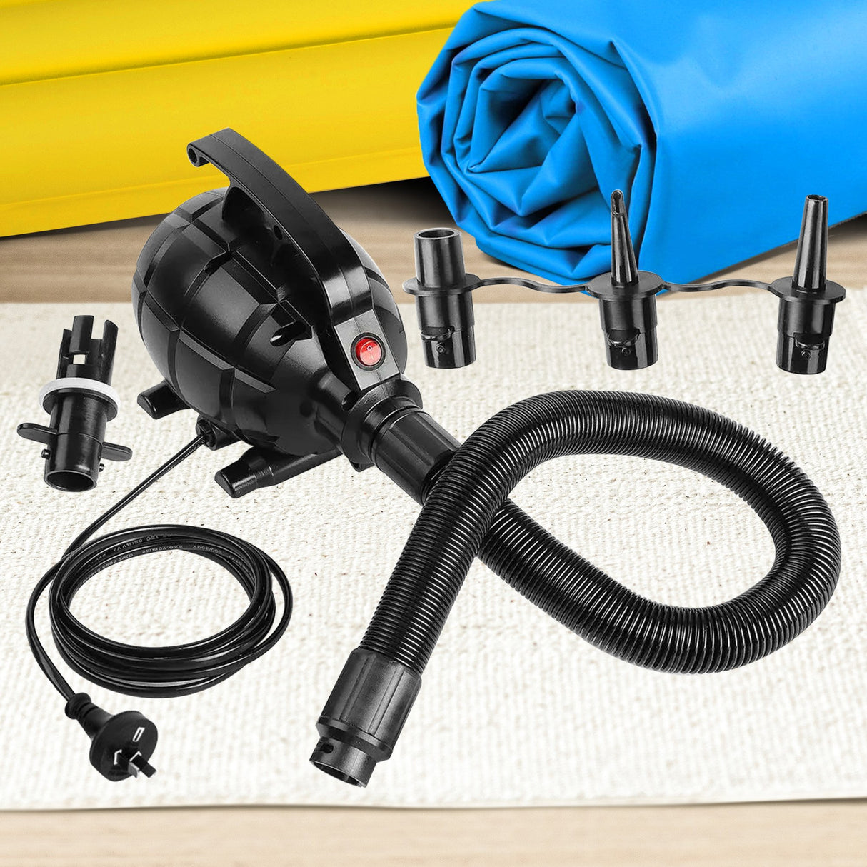 Powertrain 500W Electric Air Pump for Air Track Mat, Air Mattress, Pool Floats and Toys