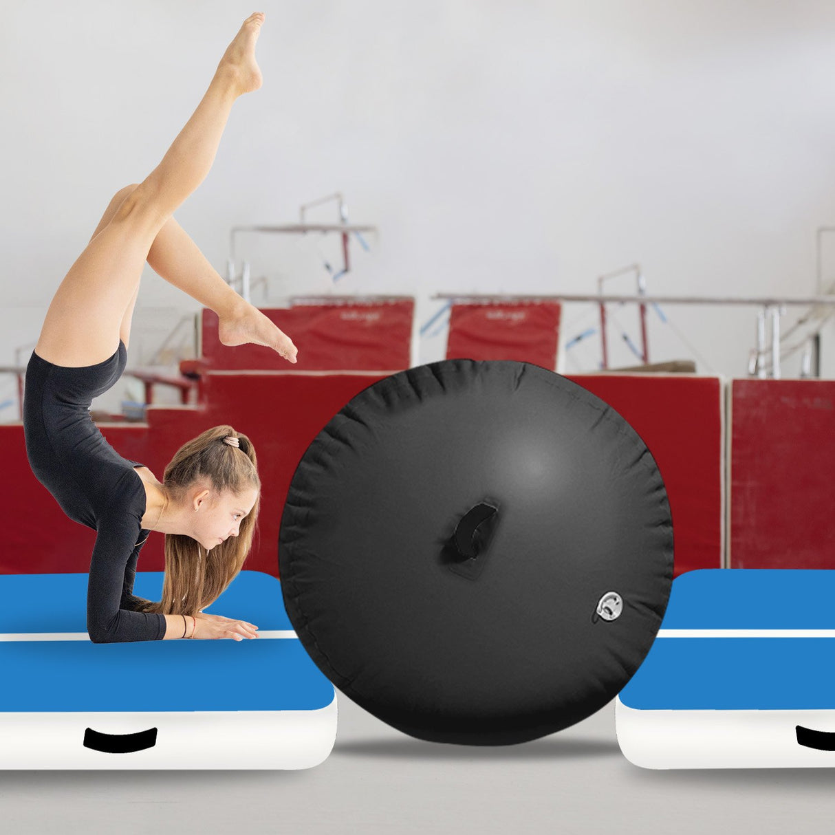 Powertrain Inflatable Air Barrel Exercise Roller 120cm x 75cm - Black