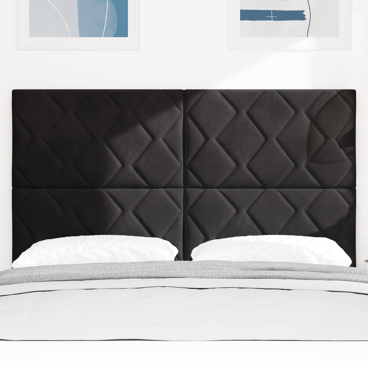 Headboard Black 144 cm Velvet