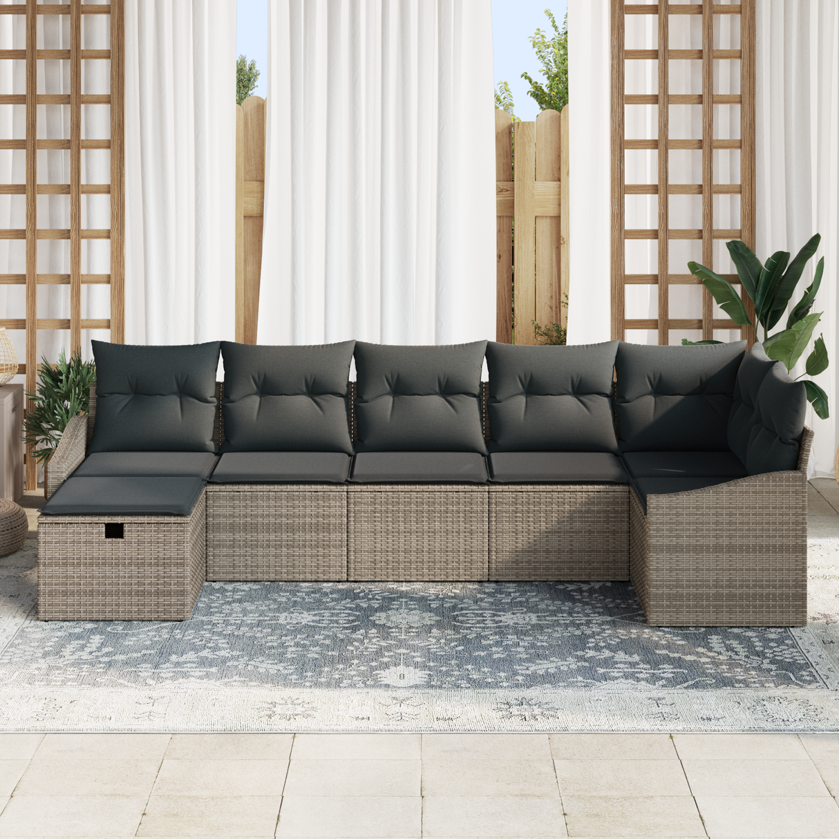 Sofa Set with Cushion 8 pcs Poly Rattan