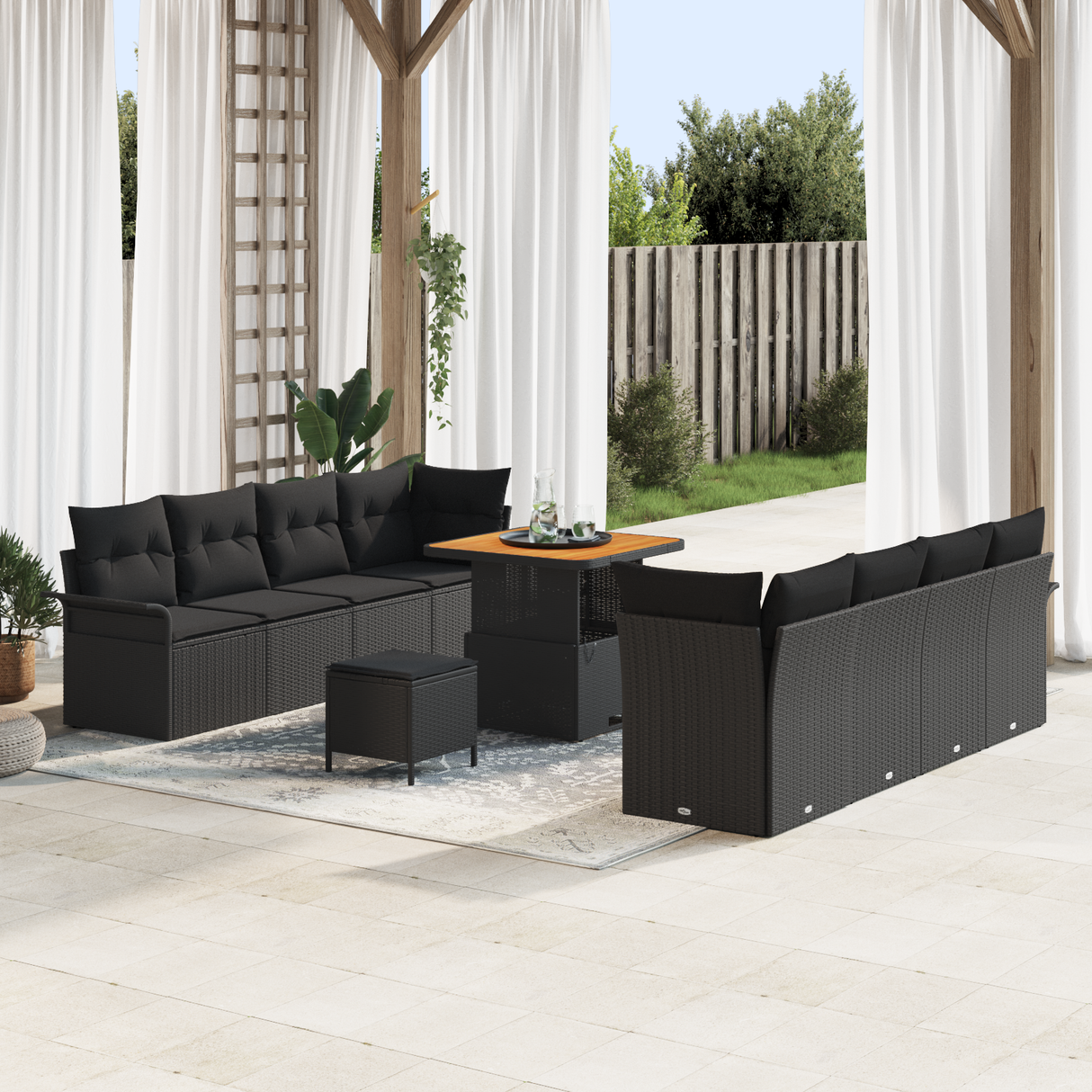 Garden Sofa Set with Cushion with Storage Black 80 x 80 x 71 cm
