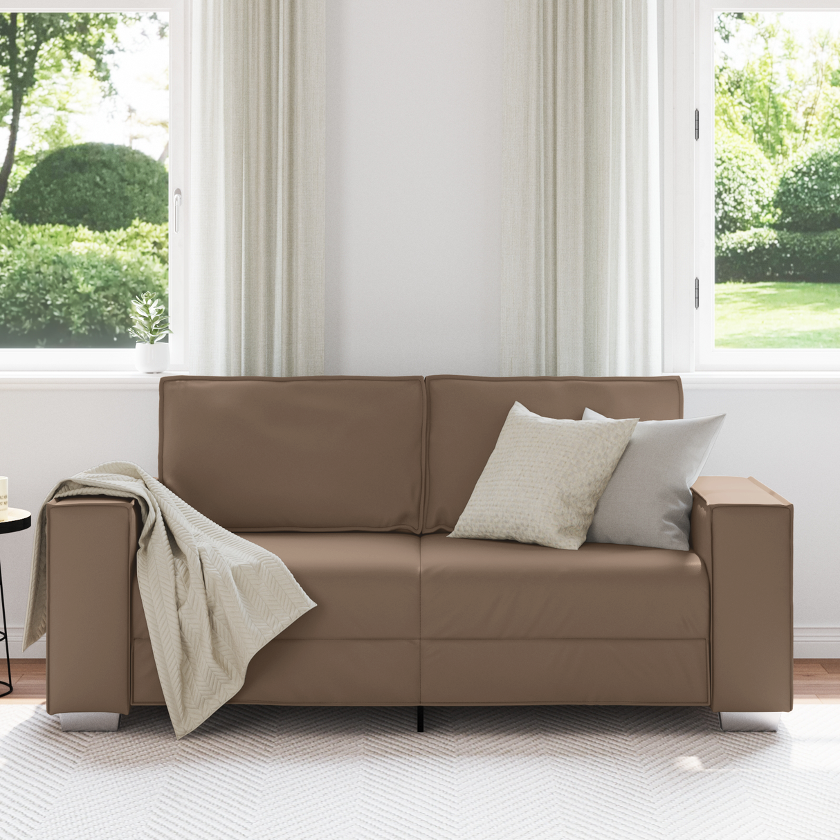 Loveseat Sofa Cappuccino 180 cm Faux Leather
