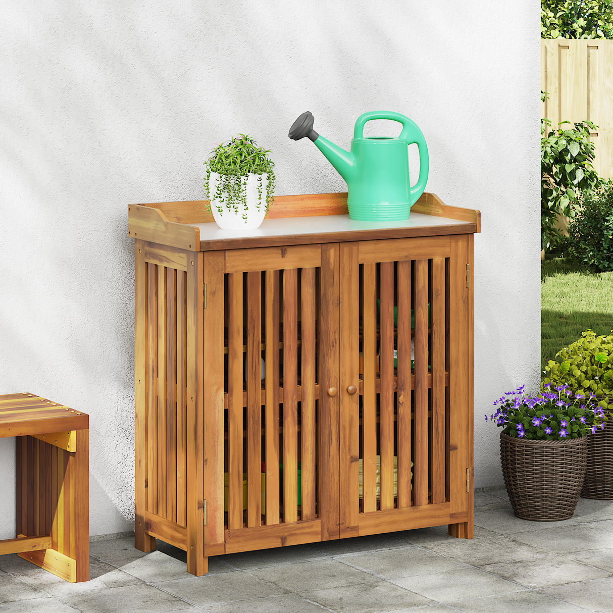 Garden Cabinet Brown 93 x 41.5 x 98cm Solid Acacia Wood
