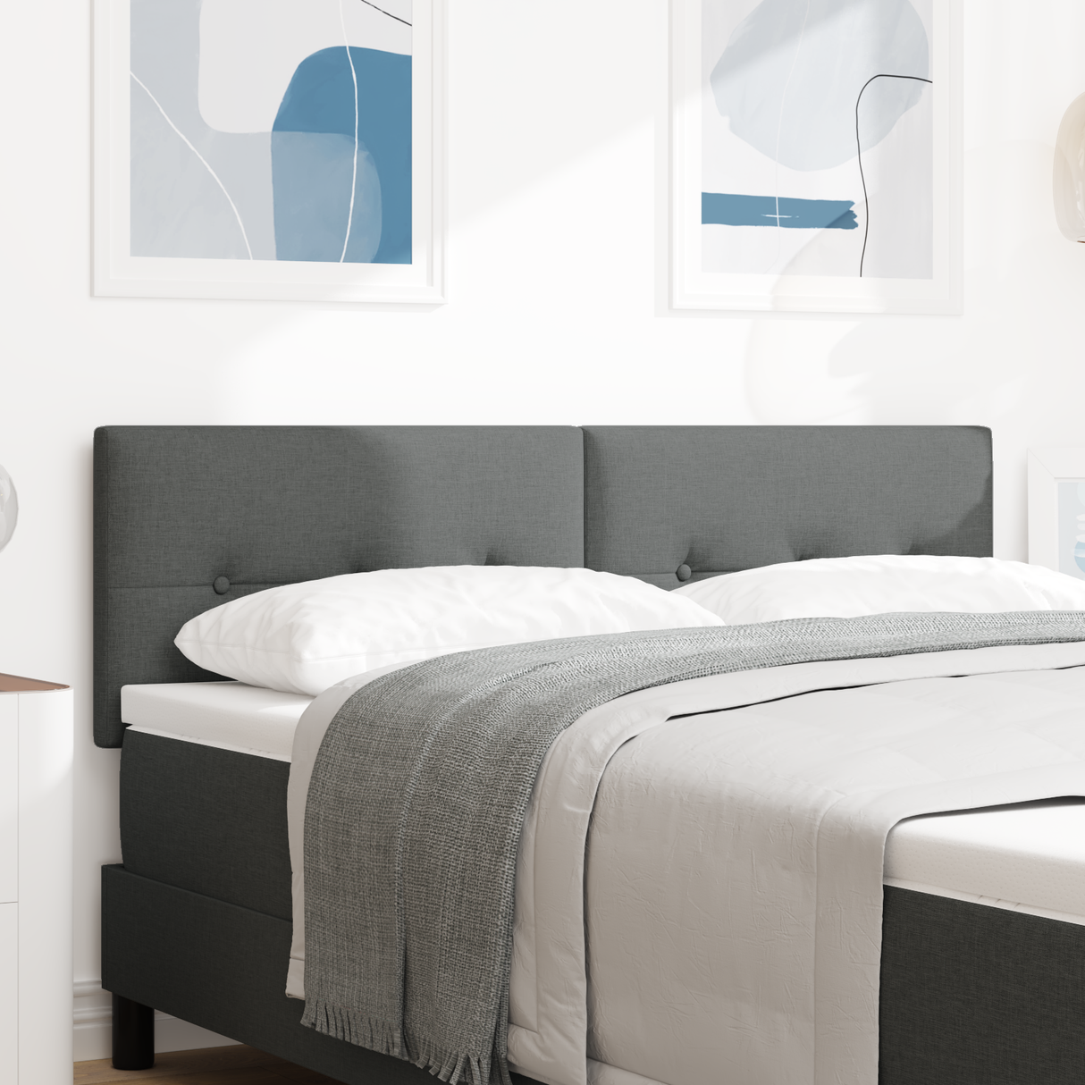 Height-Adjustable Headboard Dark Grey 144 cm Fabric