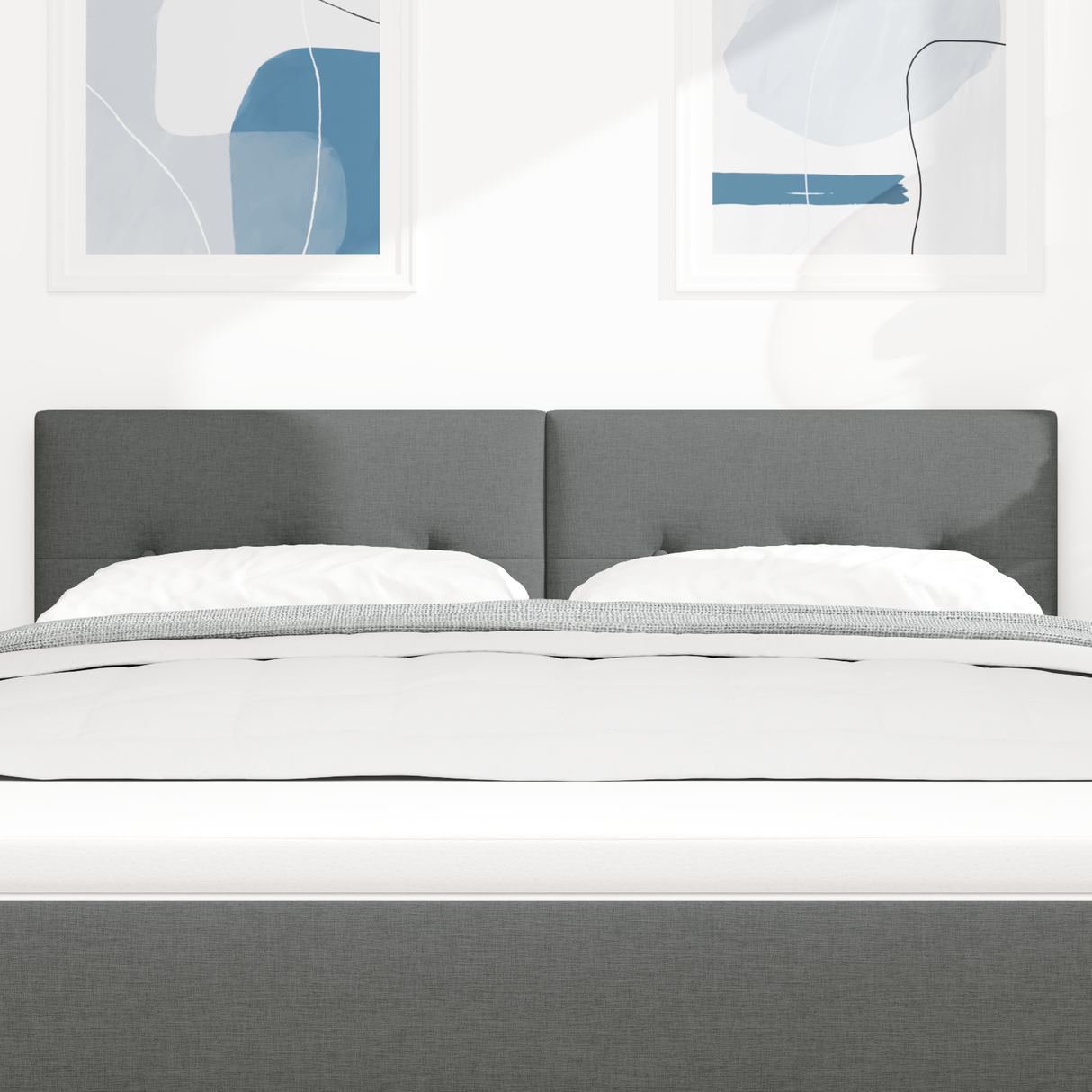 Height-Adjustable Headboard Dark Grey 144 cm Fabric