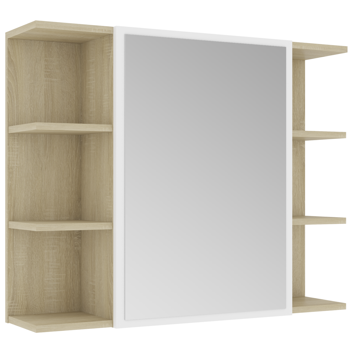 Bathroom Mirror Cabinet White and Sonoma Oak 80x20.5x64 cm Engineered Wood