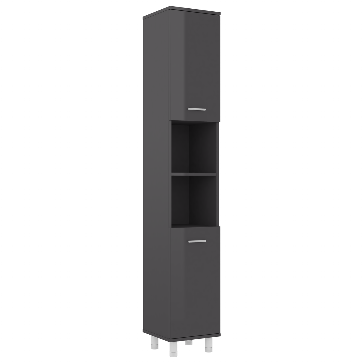 Bathroom Cabinet High Gloss Grey 30x30x179 cm Engineered Wood