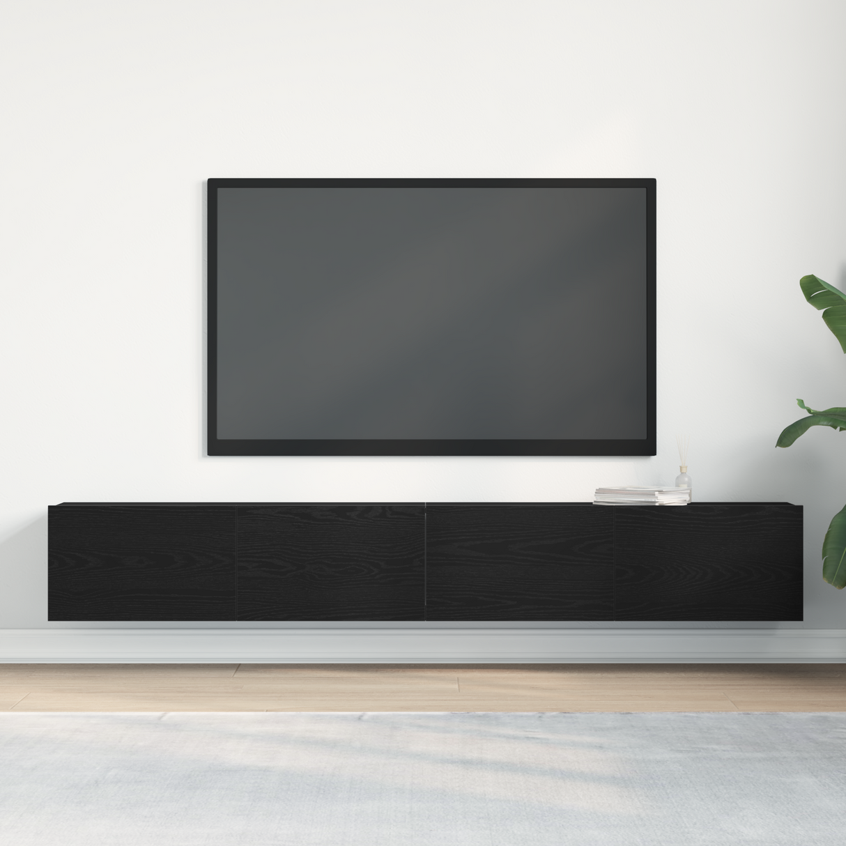 TV Cabinet 2 pcs Black 100 x 30 x 30 cm Engineered Wood