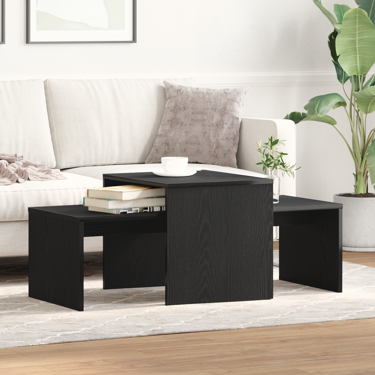 Nesting Tables Black Oak 100 x 48 x 40 cm Engineered Wood