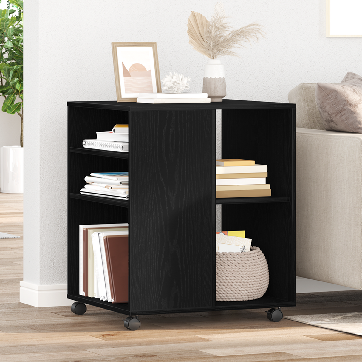 Storage Cabinet Black Oak 60 x 53 x 72,5 cm Engineered Wood