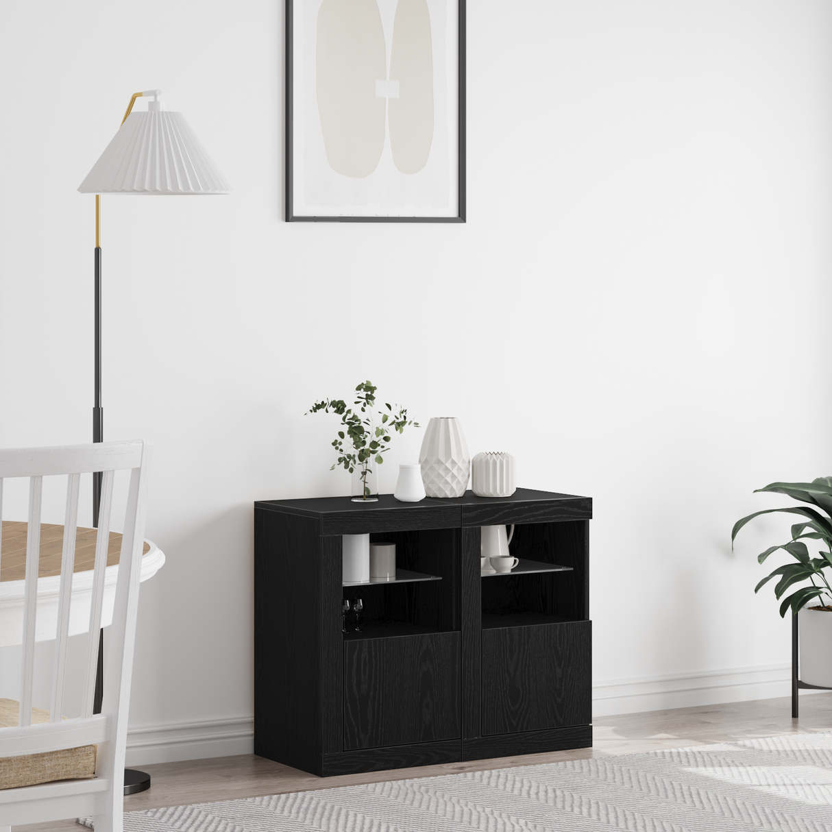 LED Sideboard 2 pcs Black Oak 41 x 37 x 67 cm Engineered Wood