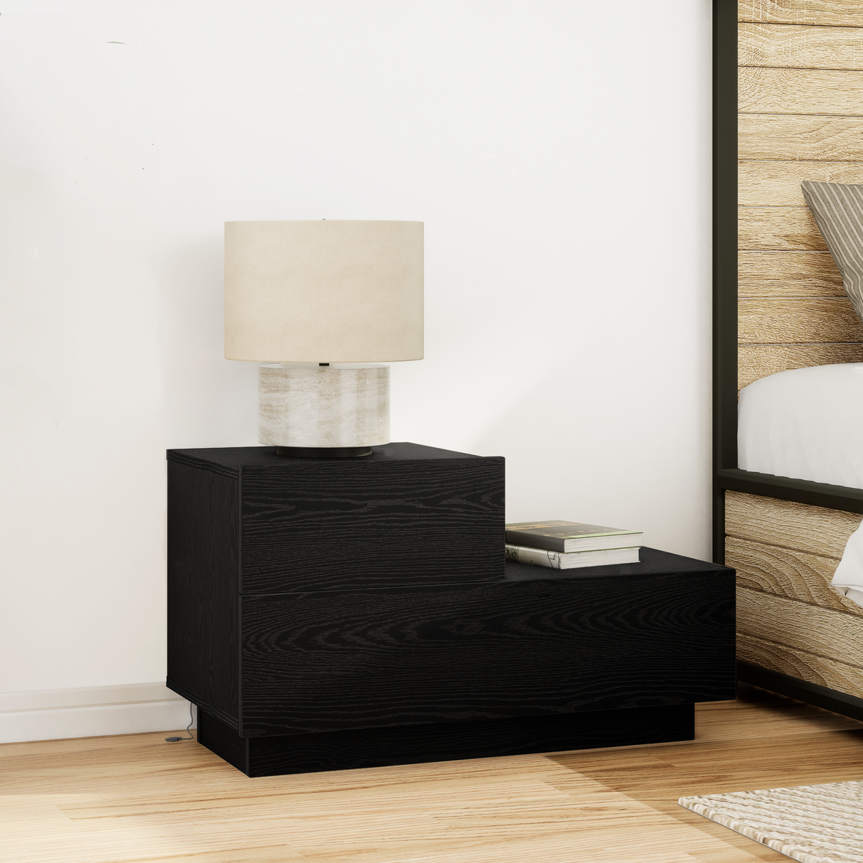 Bedside Cabinet Black Oak 70 x 36 x 40,5 cm Engineered Wood