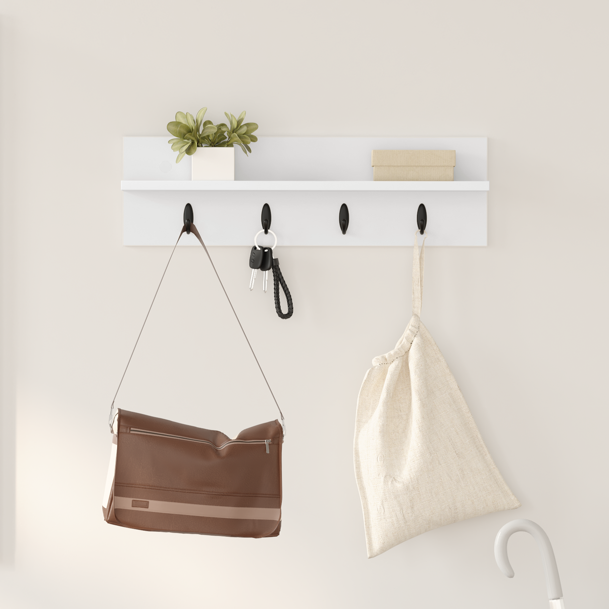 Wall-Mounted Coat Rack White 60 x 10,5 x 18 cm Engineered wood