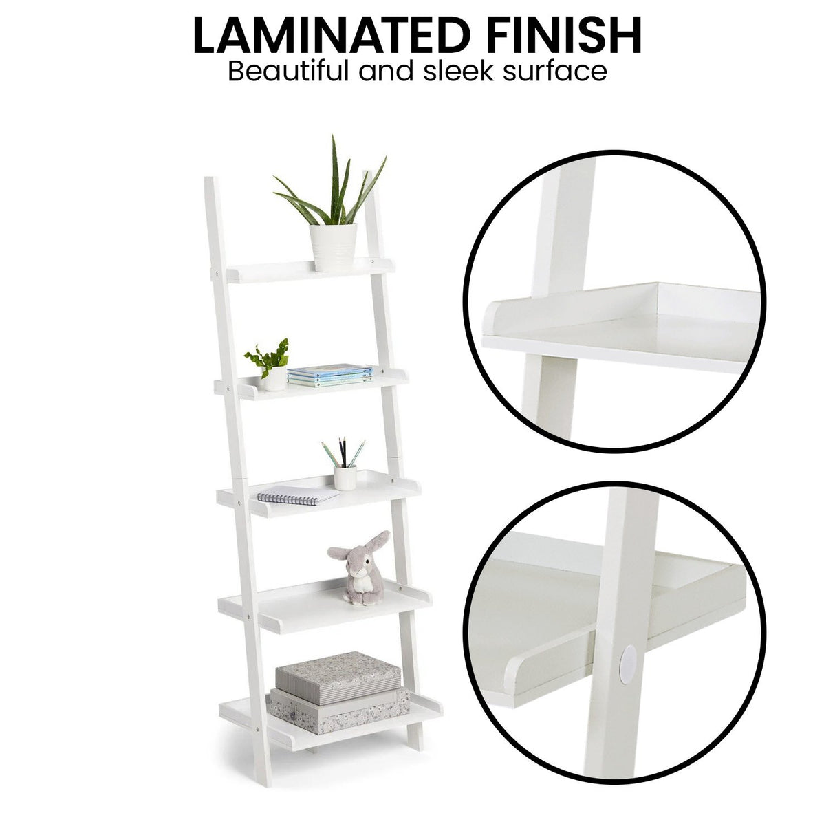 Sarantino Aster 5-Tier Ladder Shelf in White
