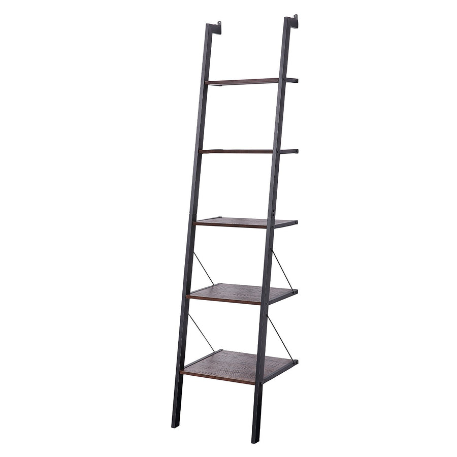 Sarantino Amelia 5-Tier Ladder Shelf in Walnut