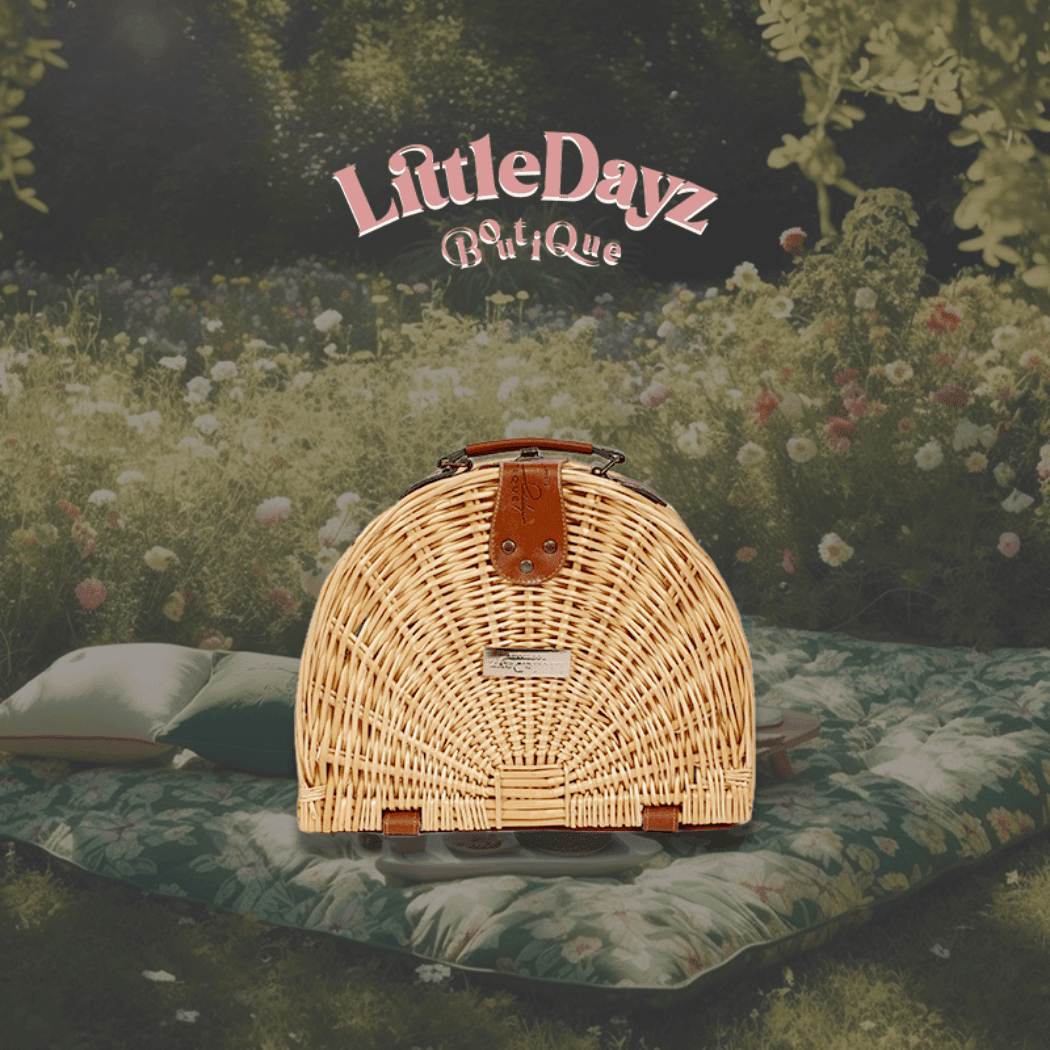 Little Dayz Boutique Semi Round Picnic Basket-2006733434642370562
