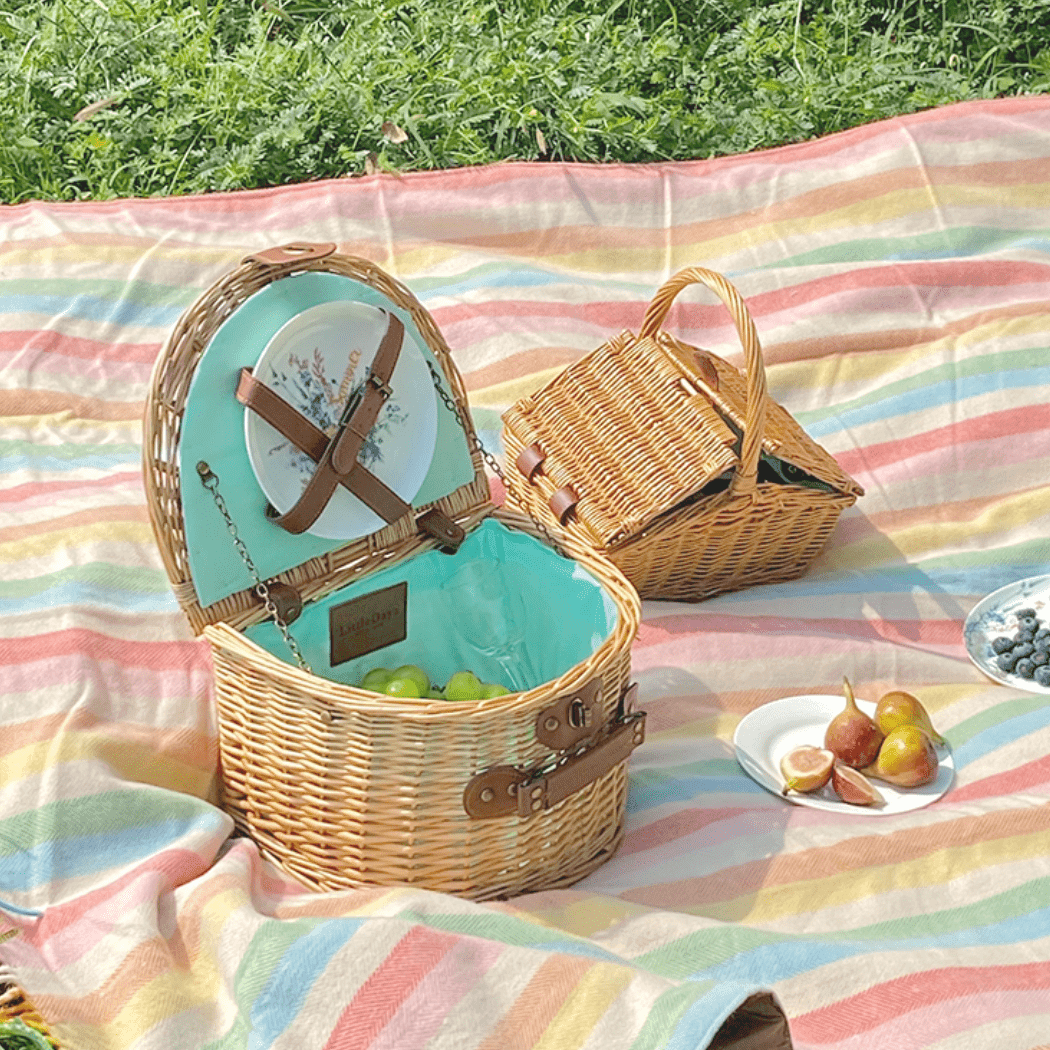 Little Dayz Boutique Semi Round Picnic Basket-2006733434642370563