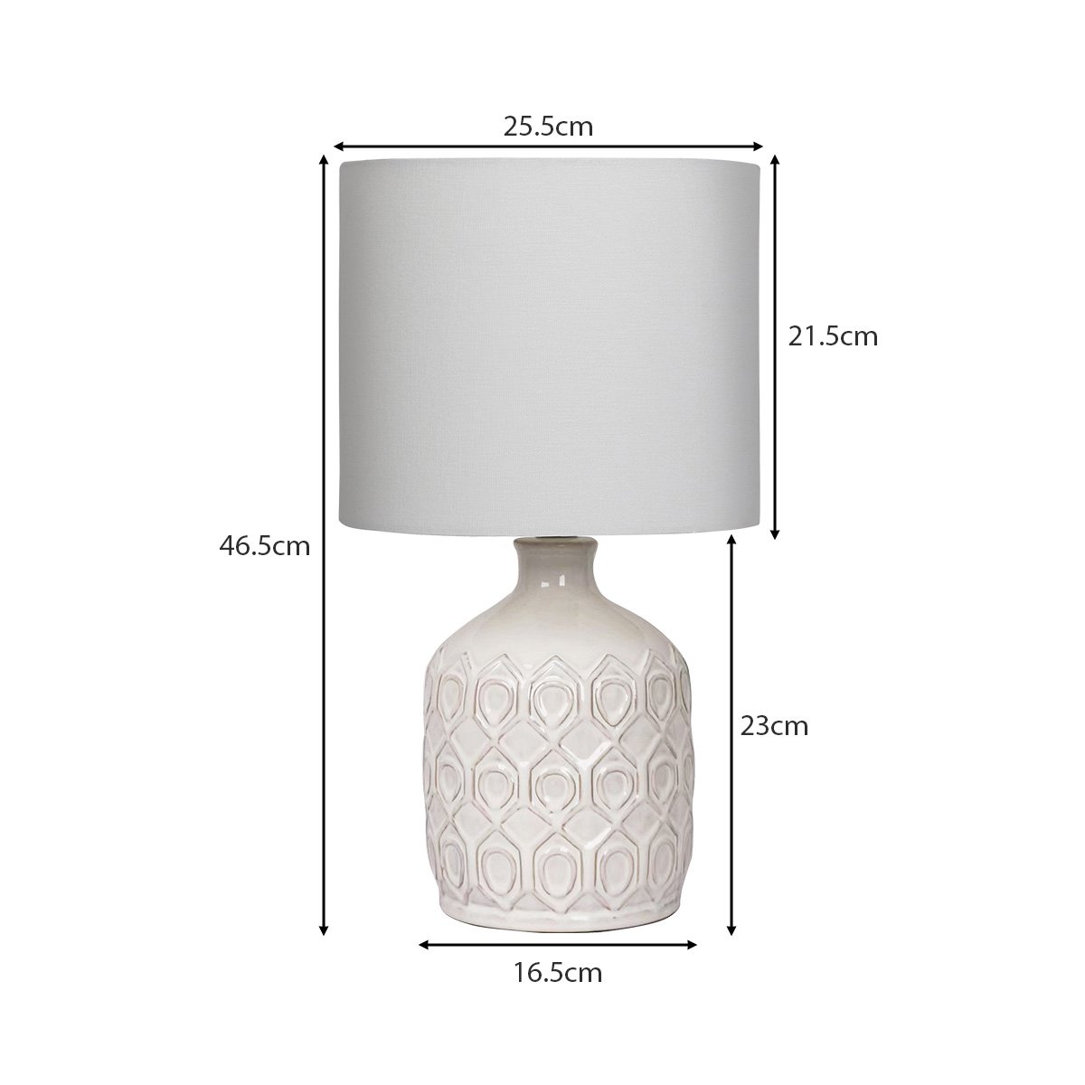 Sarantino Patterned Ceramic Table Lamp in Cream