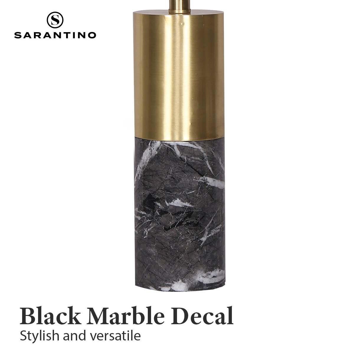 Sarantino Metal and Faux Marble Table Lamp in Black
