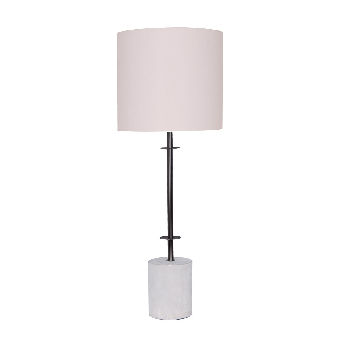Sarantino Concrete Metal Desk Table Lamp Linen Drum Shade - Off-White