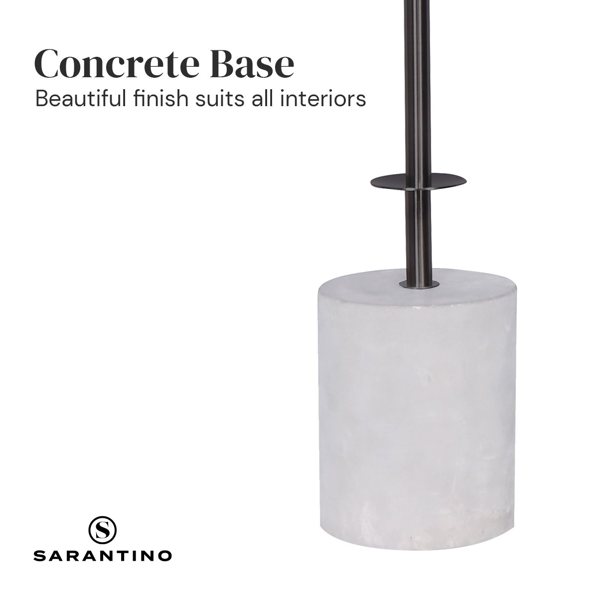 Sarantino Concrete Metal Desk Table Lamp Linen Drum Shade - Off-White