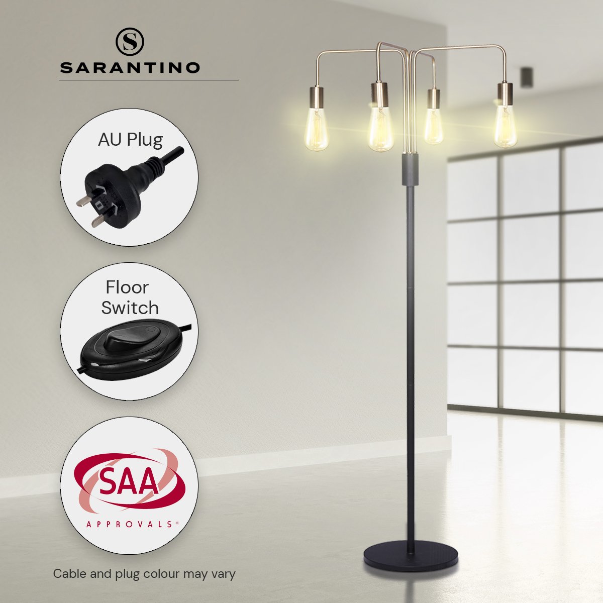 Sarantino 4-Light Industrial Floor Lamp