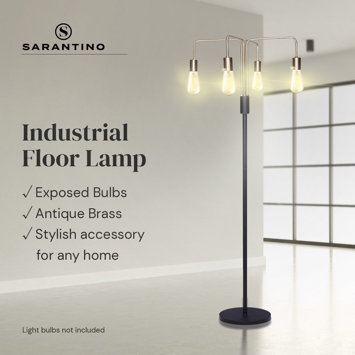 Sarantino 4-Light Industrial Floor Lamp