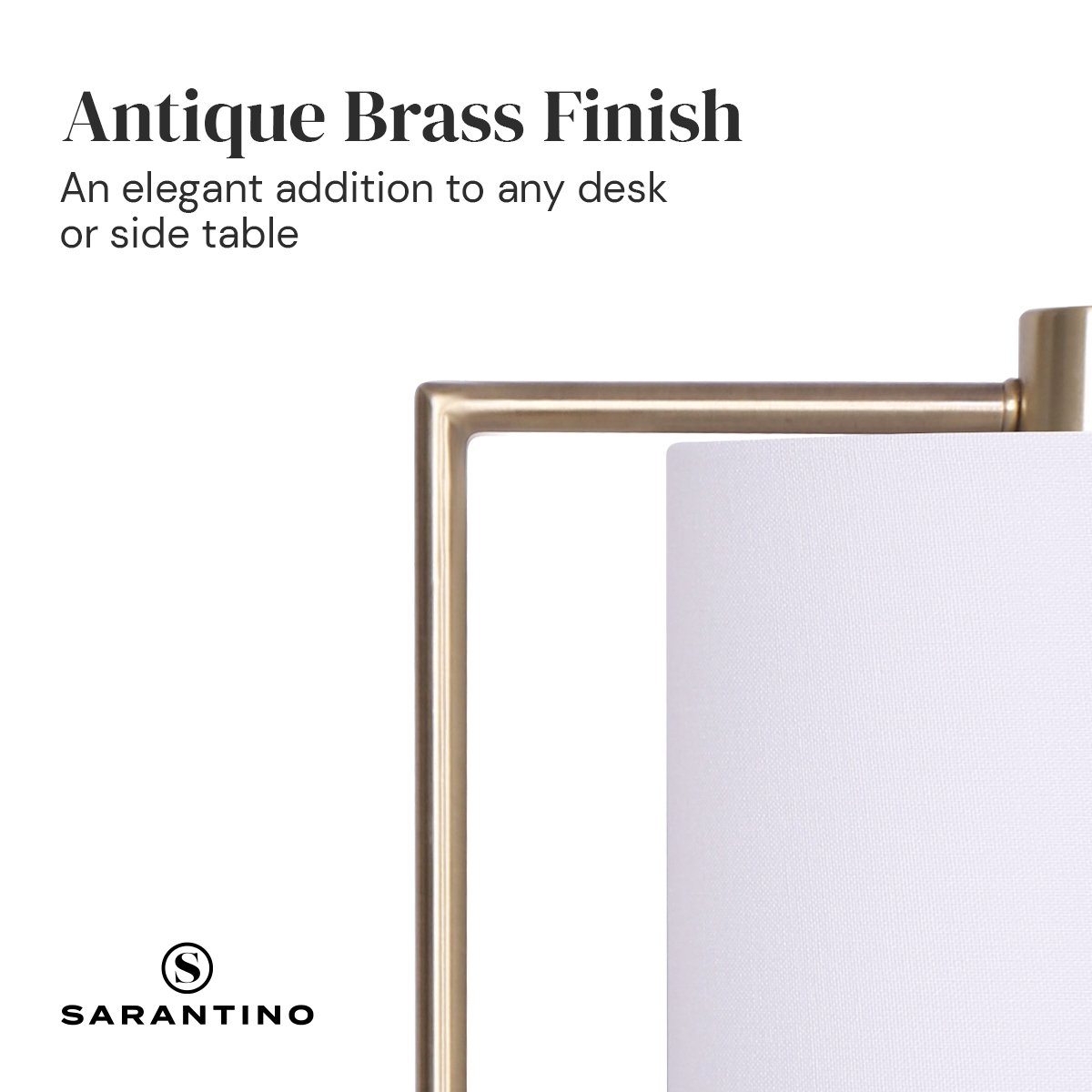 Sarantino Task Lamp with USB Charging Port Antique Metal Brass Finish