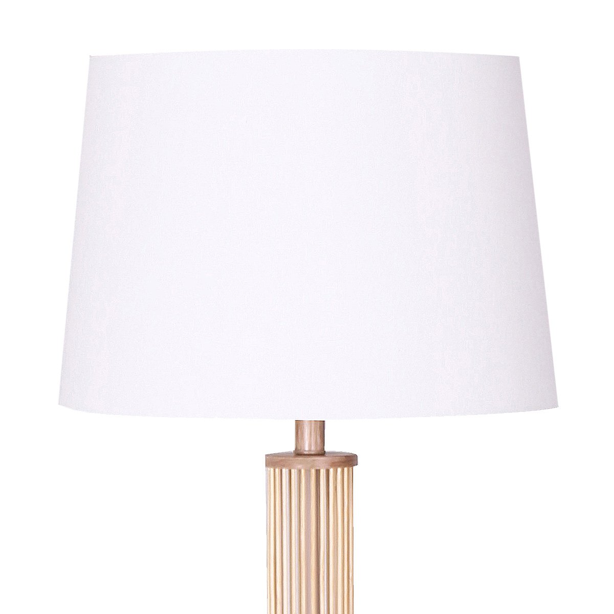 Sarantino Rattan Floor Lamp With Off-White Linen Shade