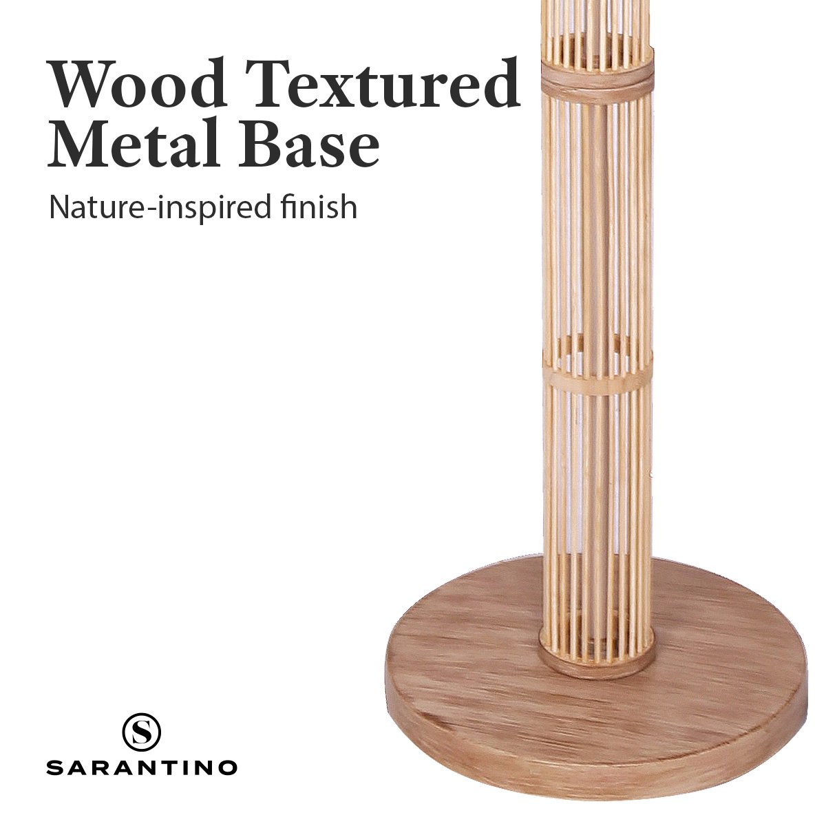 Sarantino Rattan Floor Lamp With Off-White Linen Shade