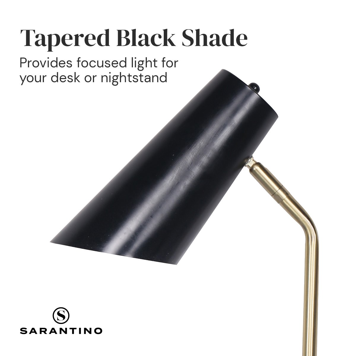 Sarantino Black-Brass Desk Task Table Lamp