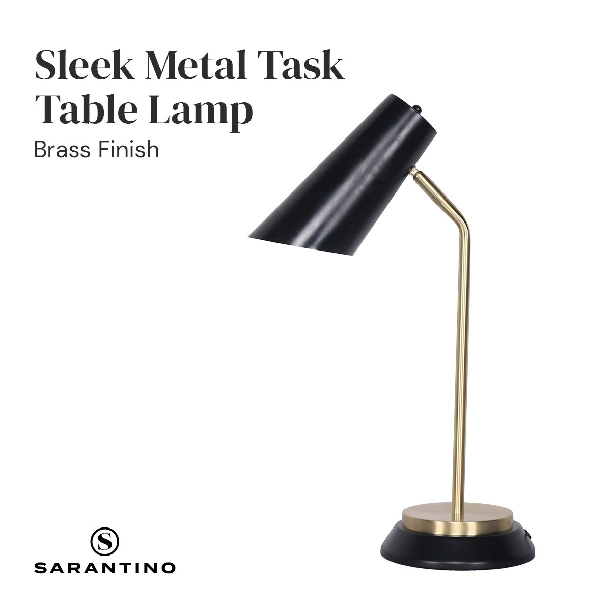 Sarantino Black-Brass Desk Task Table Lamp