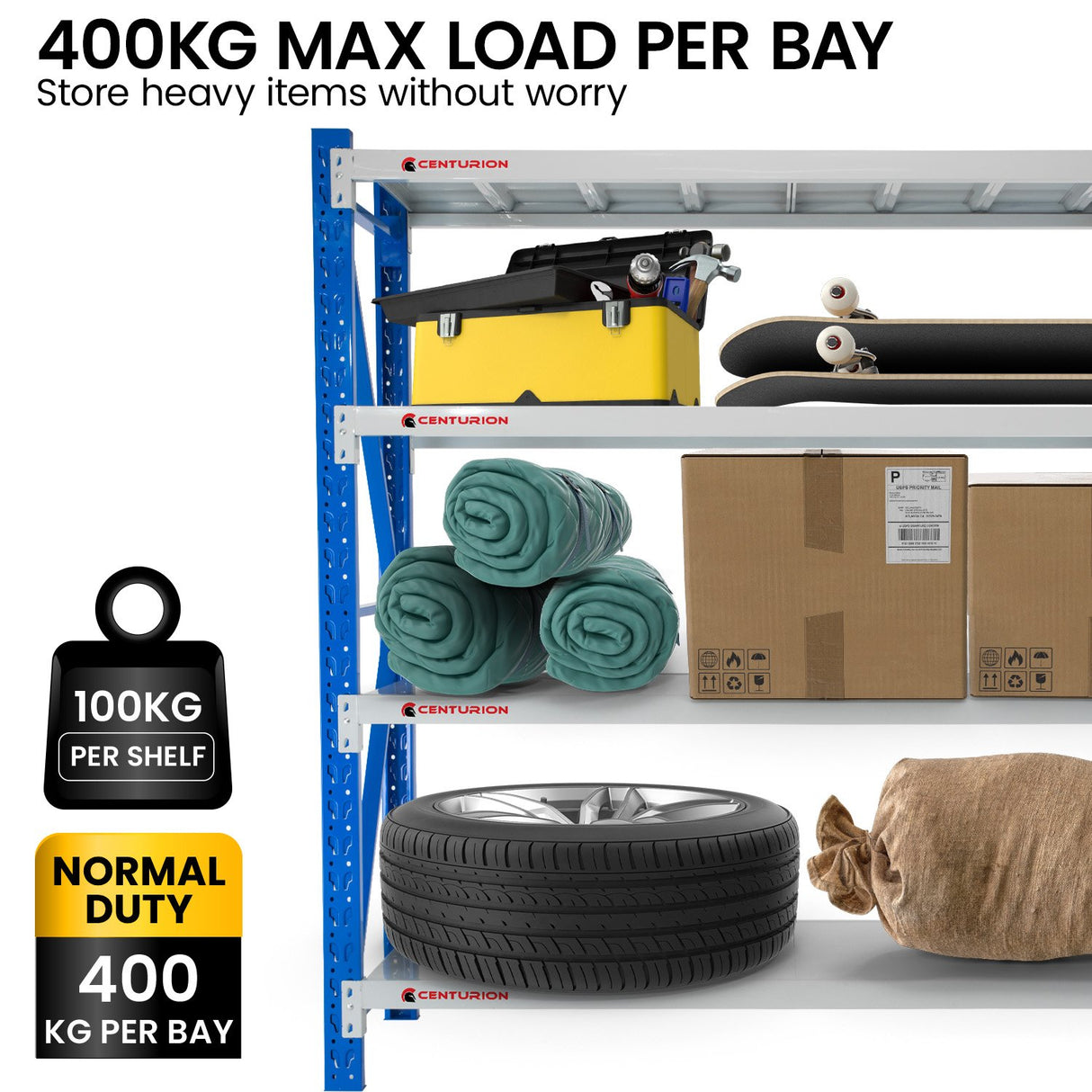 Centurion Standard 1 Bay 1M Wide Long-Span Garage Shelving 400kg