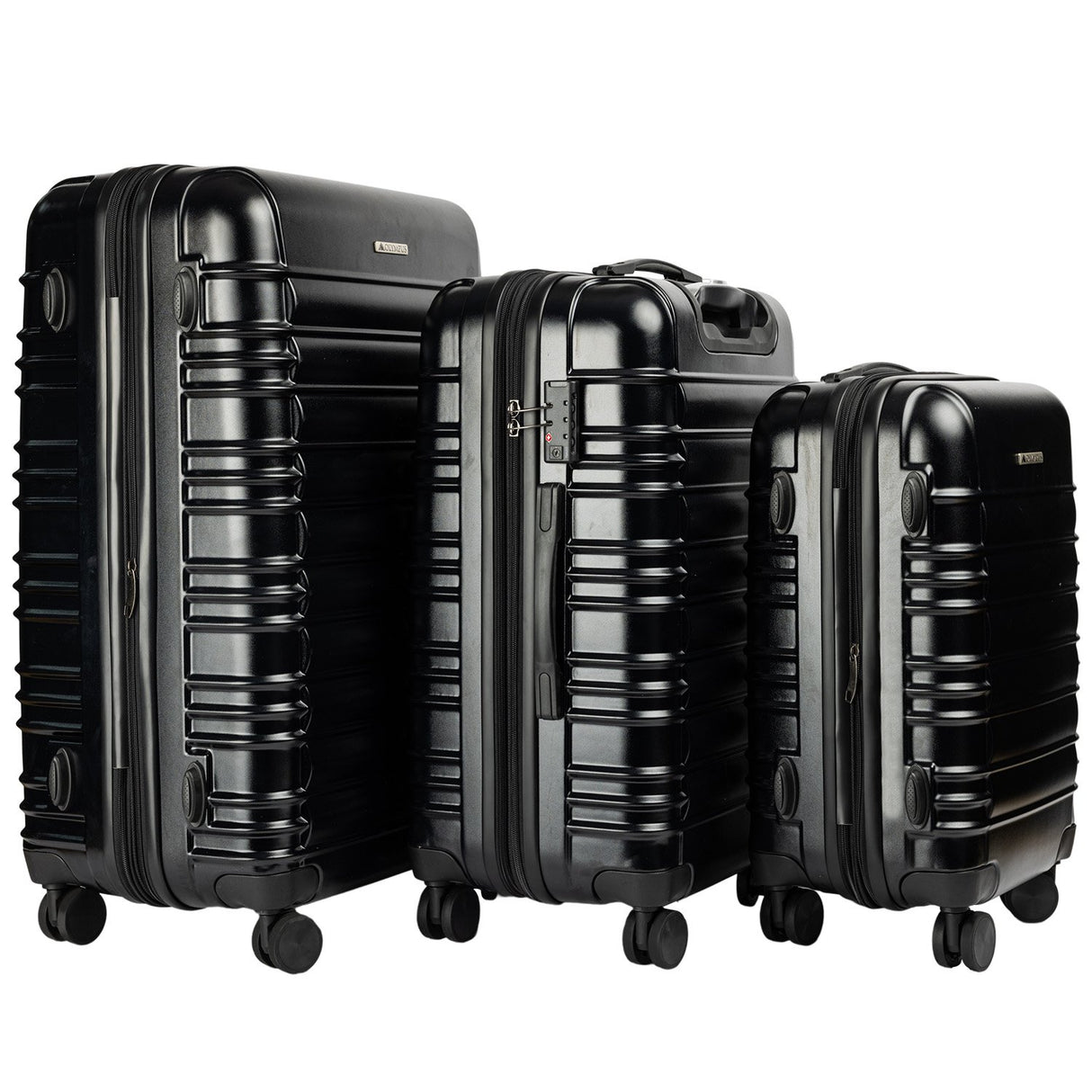 Olympus 3PC Noctis Luggage Set Hard Shell ABS+PC - Suitcase Black