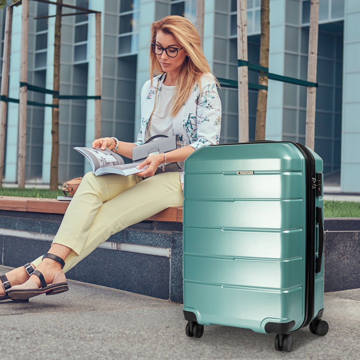 Olympus Artemis 24in Hard Shell Suitcase ABS+PC - Electric Teal