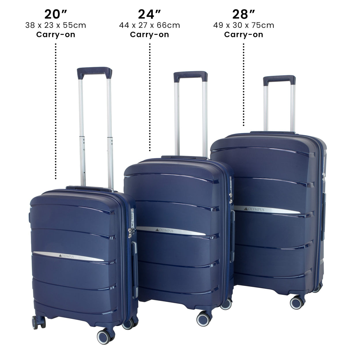 Olympus 3PC Eos Luggage Set Hard Shell Suitcase ABS+PC - Blue
