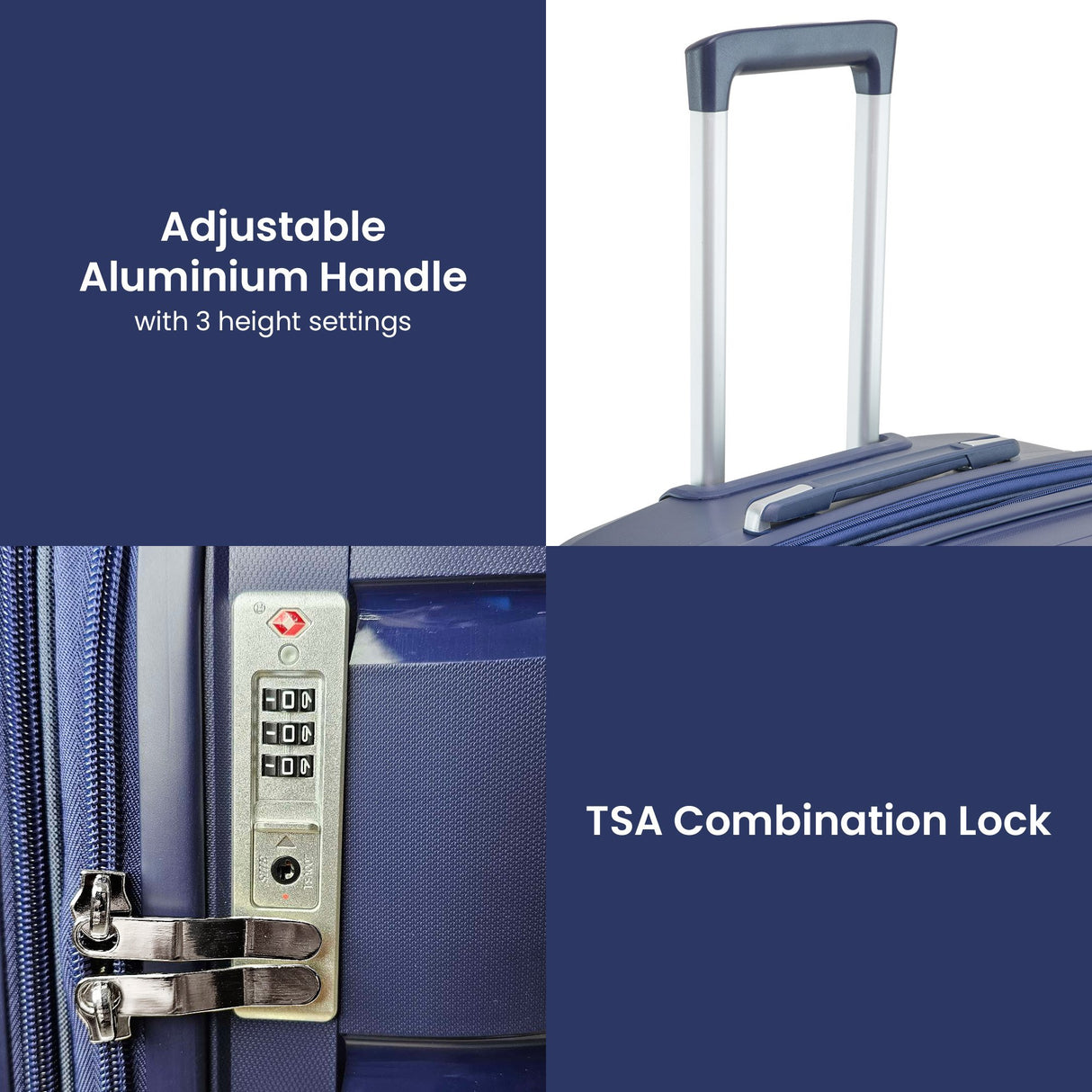 Olympus 3PC Eos Luggage Set Hard Shell Suitcase ABS+PC - Blue