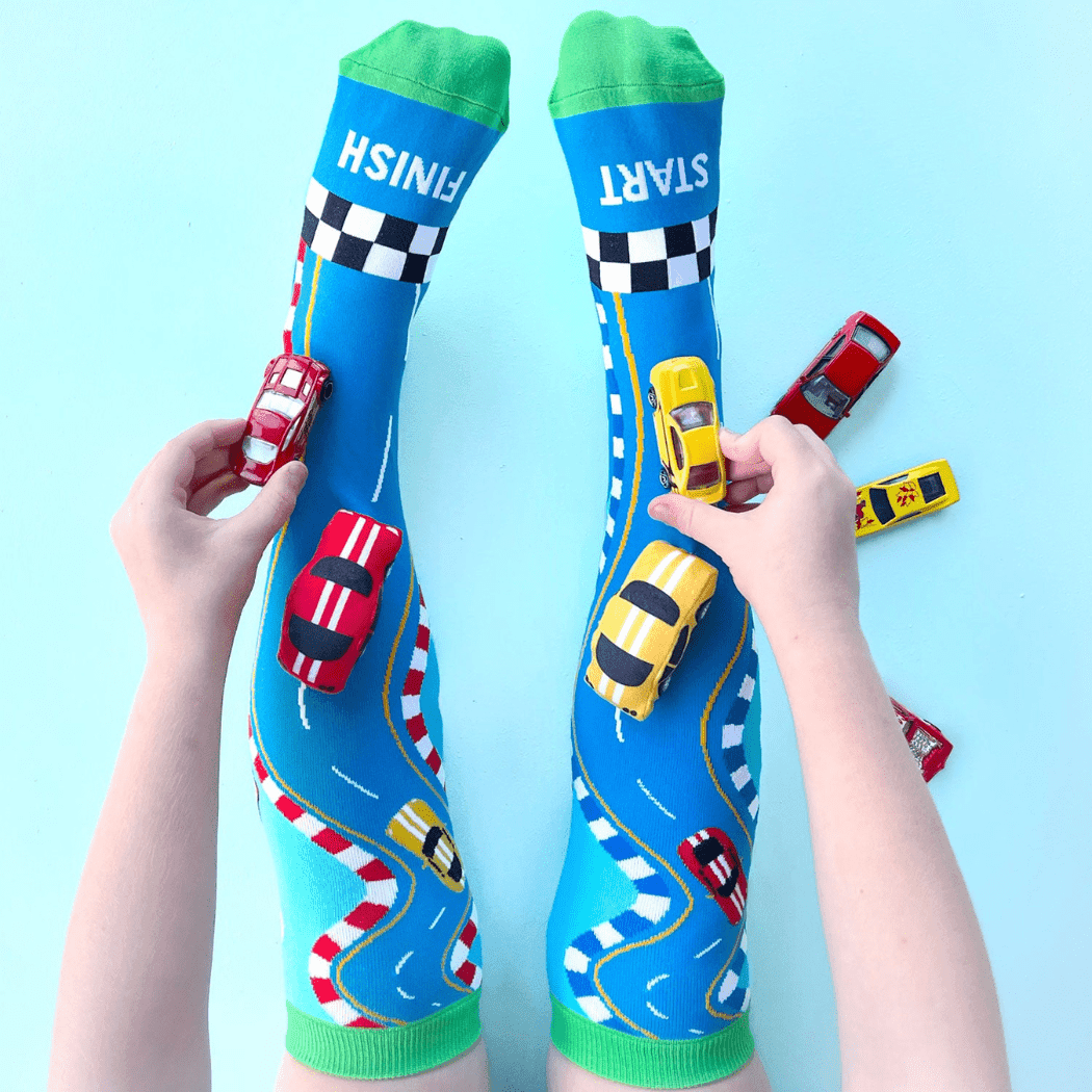 MADMIA Racing Cars Socks With Plush Cars Kids & Adults Age 6 - 99-2006733343613390850