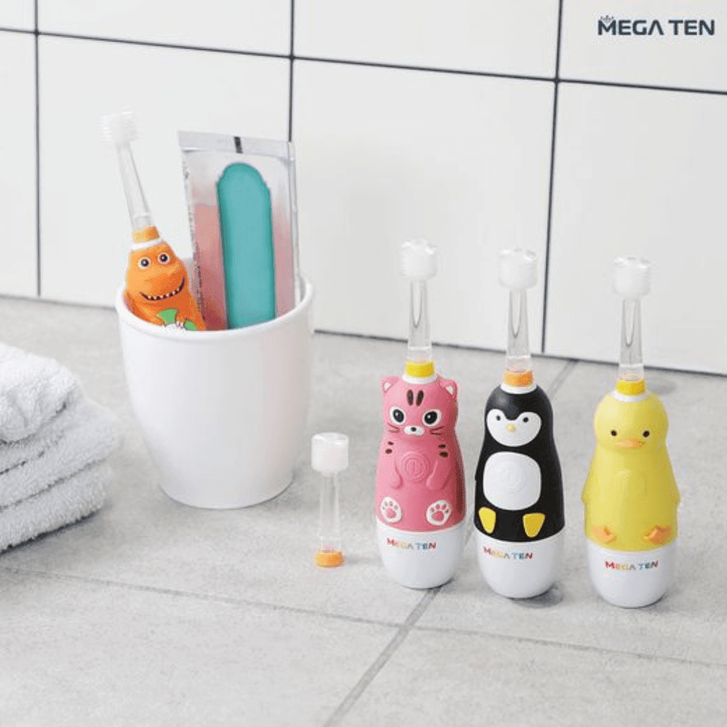 MEGA TEN 360-Degree Kids Electric Toothbrush with LED Light 4Yrs+ Black Cat-2006733475843018759