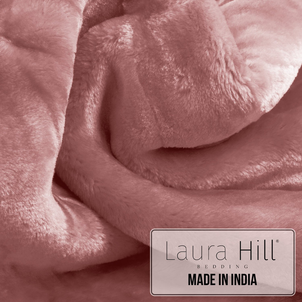 Laura Hill 600GSM Faux Mink Blanket Double-Sided Throw Queen Size - Pink