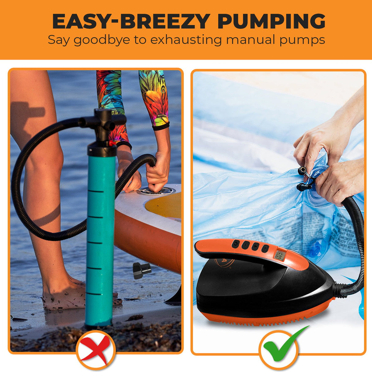 Kahuna 12V Electric Air Pump for Inflatable Paddle Boards, Air Track Mats, Gym Mats & More